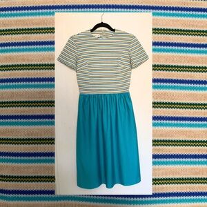 Vintage 70s short sleeve striped a-line dress with matching jacket size S